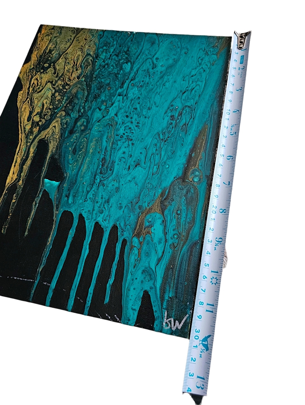 Abstract Drip Painting on Flat Canvas Panel - 9x12" - Picture 6 of 7